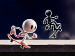Omuleț stickman alb-negru