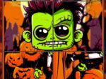 Puzzle de Halloween cu Franky și Vampiri